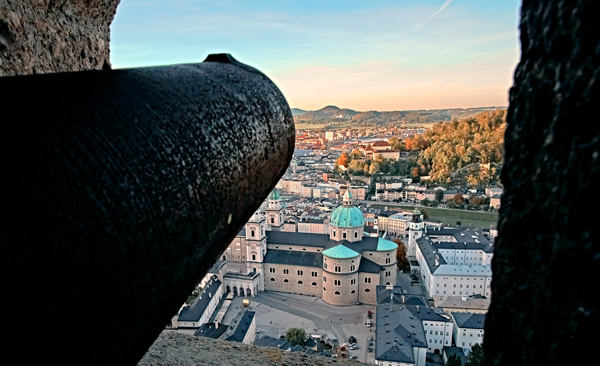Eine historische Kanone auf der Festung Hohensalzburg